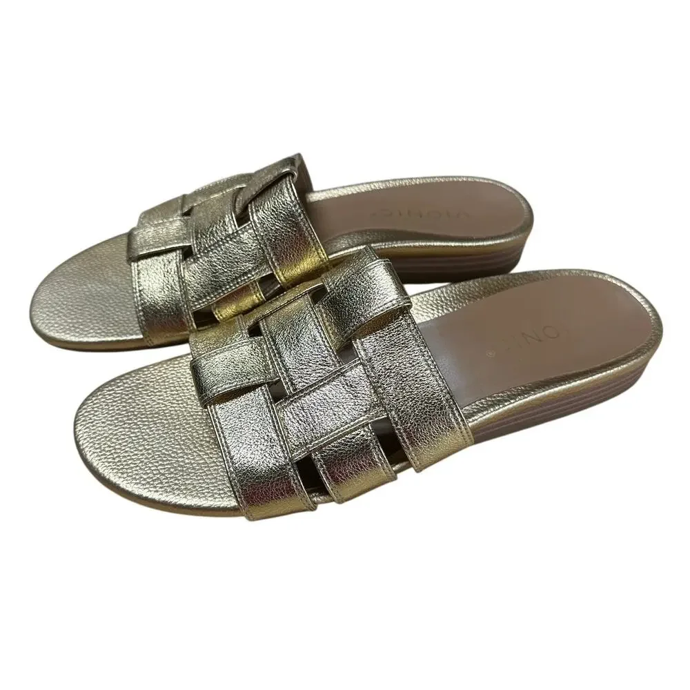 Vionic Glendora Gold Leather Sandal Women's Size 8.5 Excellent Used Condition